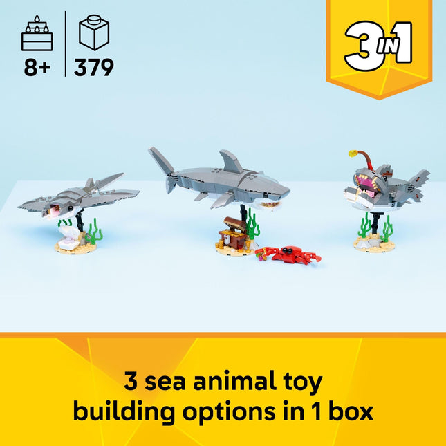 LEGO Creator Fierce Shark with a Treasure Chest Building Toy for Boys & Girls - Kids Build a Shark, Fish, or Manta Ray Animal Figure - Bedroom or Shelf Decor for Ages 8+ - 31381 🍁 All In One Marketplace Canada