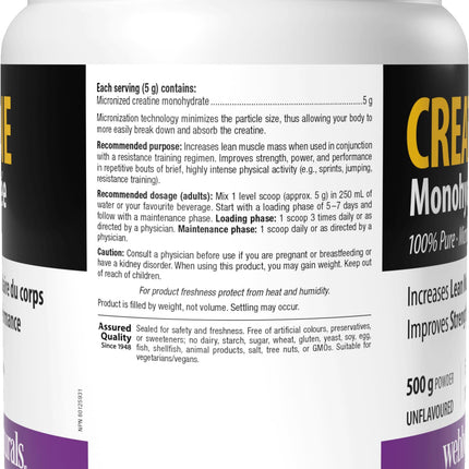 Webber Naturals Micronized Creatine Monohydrate 100 serv