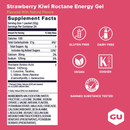 GU Roctane Energy Gel Strawberry Kiwi 24-Pack