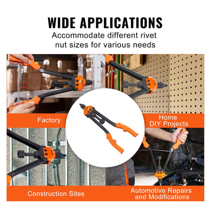 VEVOR 16" Rivet Nut Tool, Labor-Saving Rivnut Tool Kit with 13PCS Metric & SAE Mandrels, 186PCS Rivet Nuts,M3, M4, M5, M6, M8, M10, M12, 1/4-20, 5/16-18, 3/8-16,1/2-13, 8-32, 10-24 with Carrying Case 🍁 All In One Marketplace Canada