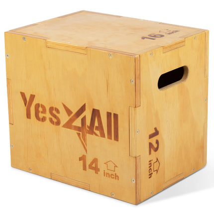 Yes4All 3-in-1 Wooden Plyo Box 16x14x12"