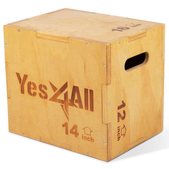Yes4All 3-in-1 Wooden Plyo Box 16x14x12"