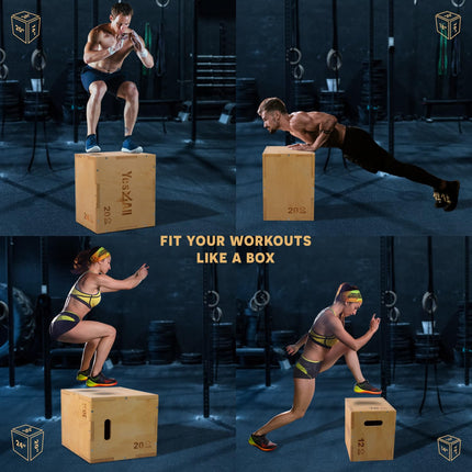 Yes4All 3-in-1 Wooden Plyo Box 16x14x12"