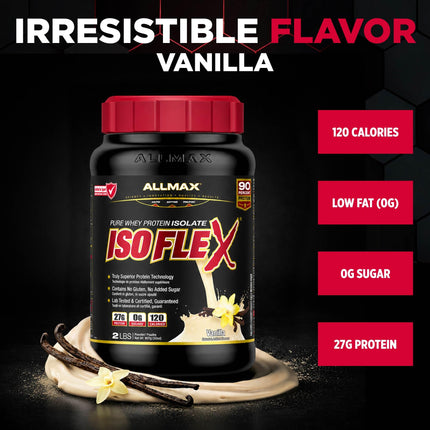 ALLMAX ISOFLEX Whey Protein Isolate, Vanilla, 2 lb