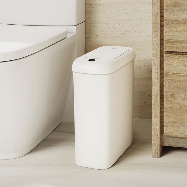 EKO 2.6 Gallon Touchless Sensor Bathroom Trash Can – White