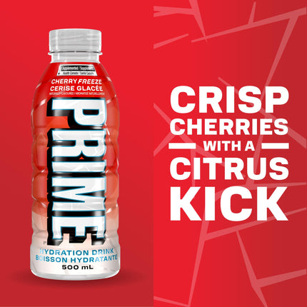 PRIME Hydration CHERRY FREEZE | Sports Drinks | Electrolyte Enhanced | B Vitamins | Antioxidants | 2g of Sugar | 500 mL | 12 Pack 🍁 All In One Marketplace Canada