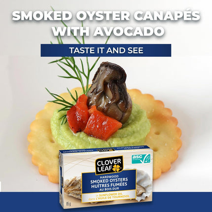 Clover Leaf Smoked Oysters In Sunflower Oil, 85g, 24 Count