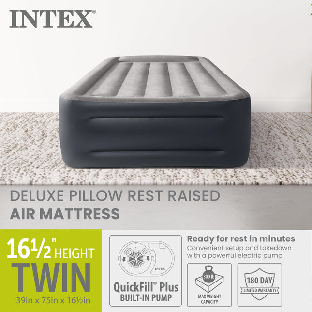 INTEX Dura-Beam Plus Pillow Rest Air Mattress – Twin, 16.5in