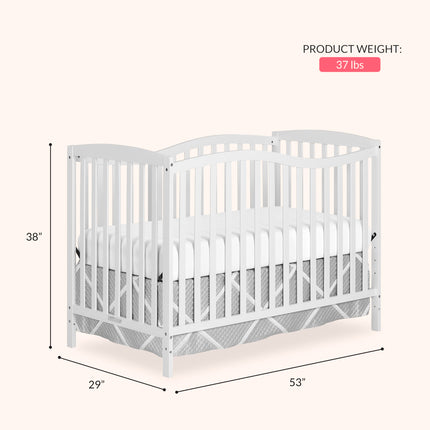 Dream On Me Chelsea 5-In-1 Convertible Crib In White, 4 Mattress Height Positions, Non Toxic Finish, JPMA Certified, Made Of Sustainable And Sturdy Pinewood 🍁 All In One Marketplace Canada