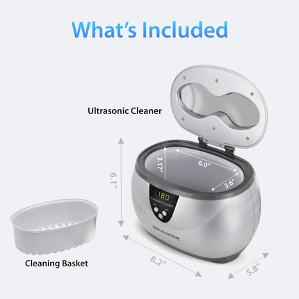 Magnasonic Ultrasonic Cleaner - 20oz Stainless Steel Tank, Digital Timer, 5 Cleaning Modes, Ultrasonic Jewelry Cleaner for All Jewelry, Eyeglasses, Watches, Dentures, Retainers & More 🍁 All In One Marketplace Canada