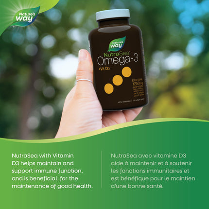 Nature's Way NutraSea +D Omega 3 + Vitamin D Softgels Supplement with Fish Oil – Fresh Mint Flavour – Heart, Brain, Bone & Immune Support for Adults and Kids 6+ – EPA & DHA + 1000IU D3, 150 Softgels 🍁 All In One Marketplace Canada