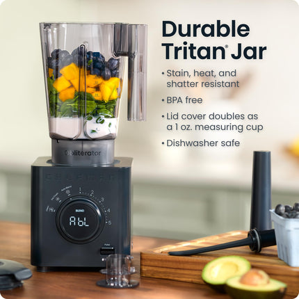 Chefman Obliterator 48 oz Countertop Blender for Smoothies, 1380W Motor to Crush Ice, Nuts, and Frozen Fruit with Stainless Steel Blade, Auto Blend Function, Includes 20 oz Travel Jar - Midnight 🍁 All In One Marketplace Canada