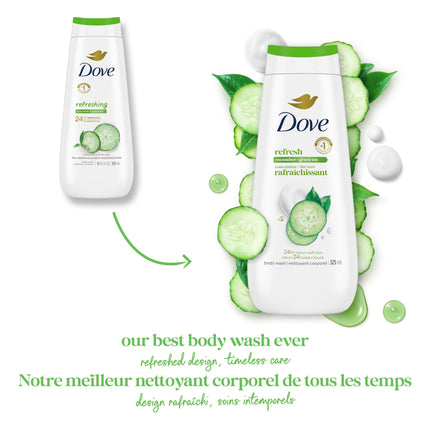 Dove Refresh Body Wash Cucumber & Green Tea 24H Freshness, 325mL, 4-Pack