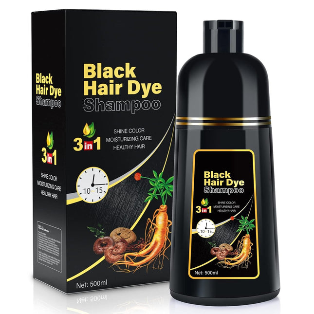 Black Hair Dye Shampoo 3-in-1 Gray Coverage 500 mL