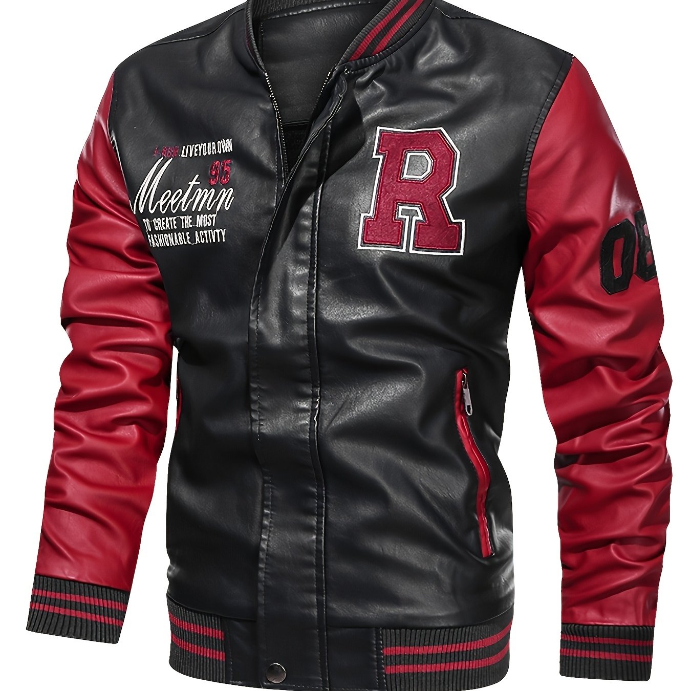 Men's Color Block PUPU PU Leather Jacket