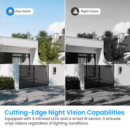 Video Doorbell, Wireless Smart Doorbell, with Night Vision, Two-Way Audio