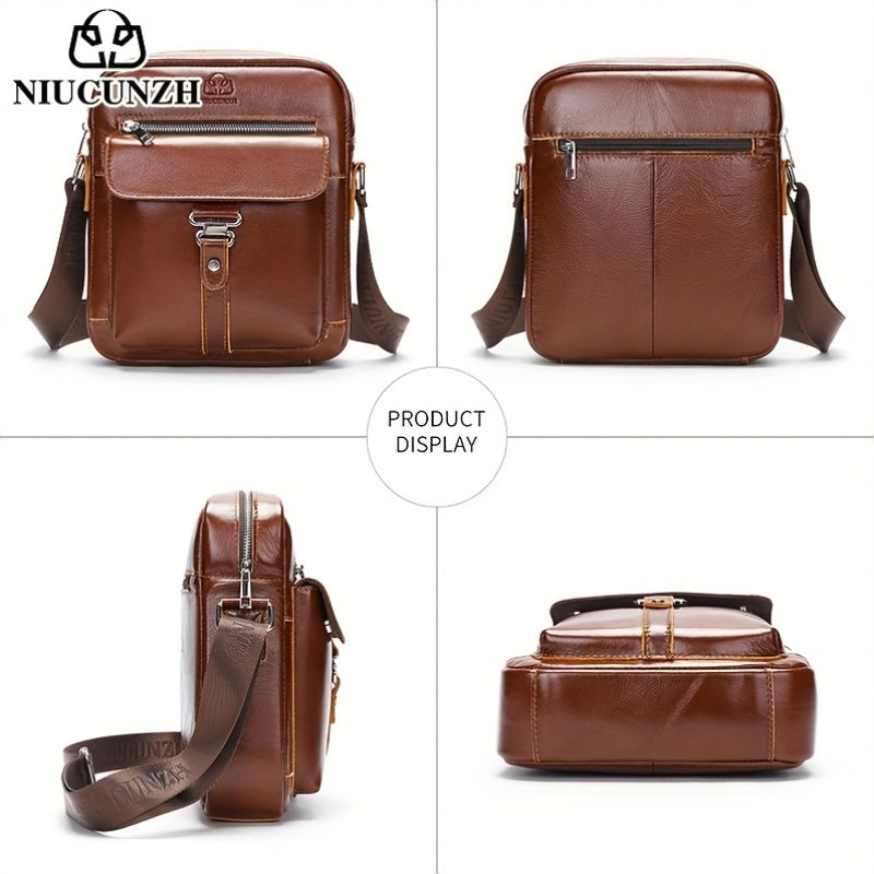 Crazy Horse Leather Crossbody Bag for Men