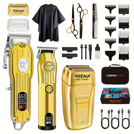 A 3pcs Men'S Professional Hair Clipper Set, Featuring a USB Rechargeable