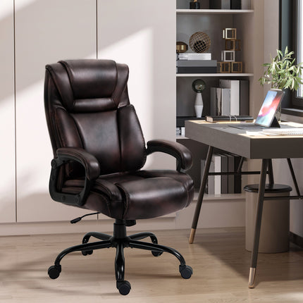Joel Executive Office Chair with High Back, Adjustable Height and 400LBS Capacity-Brown