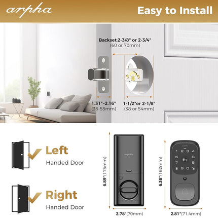 ARPHA AL501 Smart Door Lock with Video Camera - 6 in 1