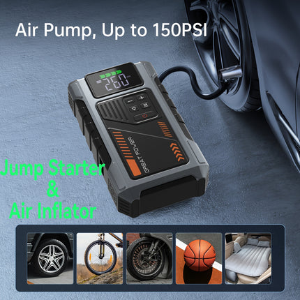 Portable Car Jump Starter with Air Compressor, 5-in-1 6000A
