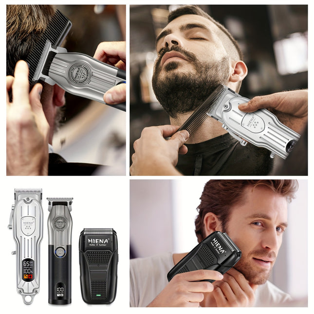 DIBELLAY 3pcs Men's Haircutting Set – USB Rechargeable Trimmer, Scissors & Accessories
