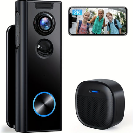 XTU Doorbell Camera Wireless No Subscription, 2K Video Doorbell with Chime