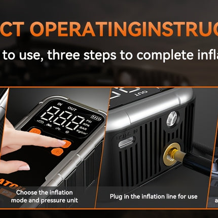 Portable Car Jump Starter with Air Compressor, 5-in-1 6000A