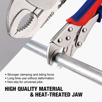 WORKPRO 3-piece Locking Pliers Set, 10-inch Curved Jaw, 7-inch Curved Jaw and 6-1/2-inch Straight Jaw 🍁 All In One Marketplace Canada