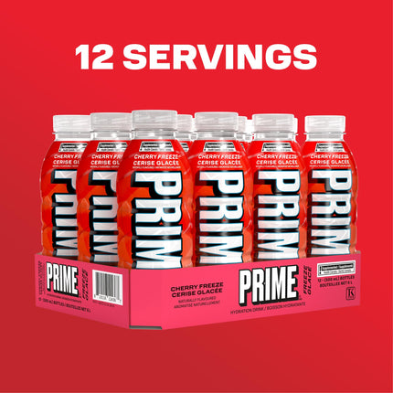 PRIME Hydration CHERRY FREEZE | Sports Drinks | Electrolyte Enhanced | B Vitamins | Antioxidants | 2g of Sugar | 500 mL | 12 Pack 🍁 All In One Marketplace Canada