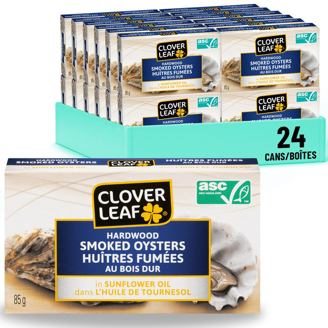 Clover Leaf Smoked Oysters In Sunflower Oil, 85g, 24 Count