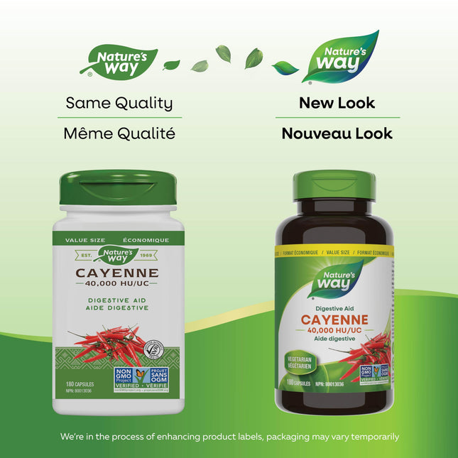 Nature's Way Cayenne 40,000 HU Capsules – 180 Count