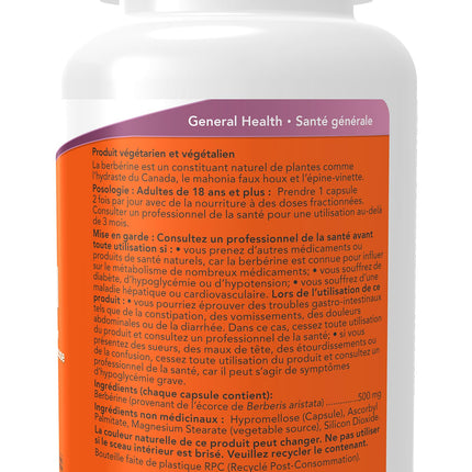 NOW Berberine HCL 500 mg, 90 Veg Capsules