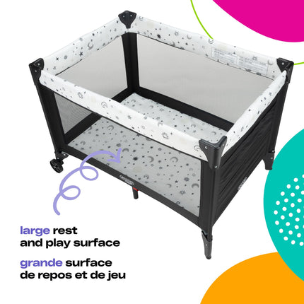 Cosco Kids Funsport® Plus Portable Playard with Full-Size Bassinet, Carry Bag & Wheels – Lightweight, Compact Fold, Breathable Mesh – Twinkle Twinkle 🍁 All In One Marketplace Canada