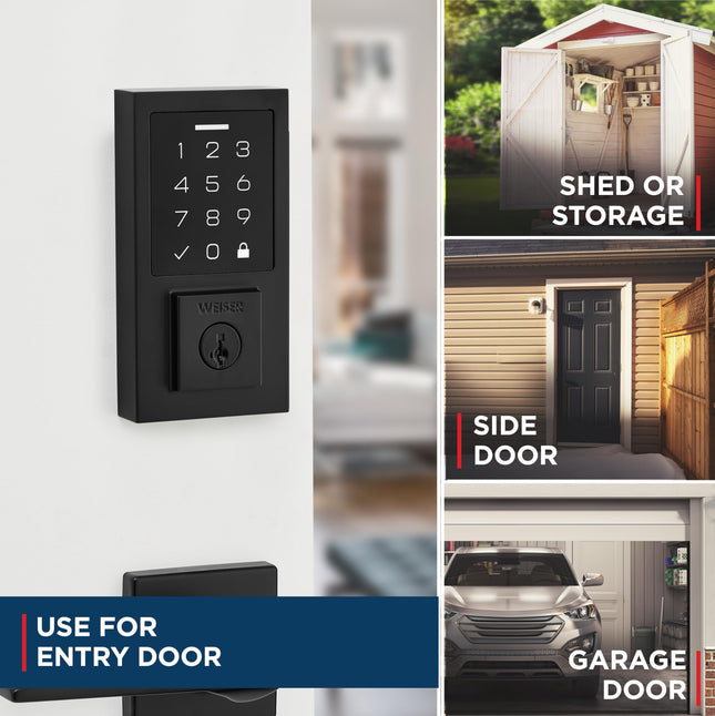 Weiser SmartCode Matte Black Touchpad Deadbolt 50 Codes