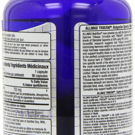ALLMAX TribX90 Testosterone Booster Capsules, 90 Count