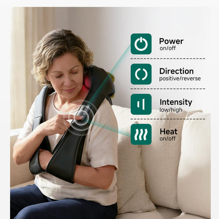 Snailax Shiatsu Neck Massager with Heat, 8 Kneading Nodes for Shoulders 🍁 All In One Marketplace Canada