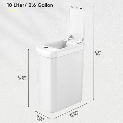 EKO Automatic Bathroom Trash Can with Lid, 2.6 Gallon Slim Touchless Garbage Can, Waterproof Motion Sensor Trash Bin for Bathroom, Office, Kitchen, White 🍁 All In One Marketplace Canada