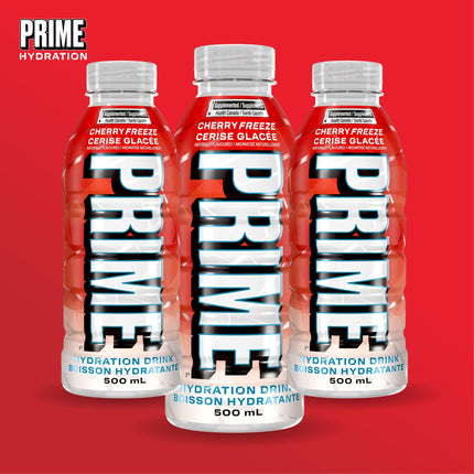 PRIME Hydration CHERRY FREEZE | Sports Drinks | Electrolyte Enhanced | B Vitamins | Antioxidants | 2g of Sugar | 500 mL | 12 Pack 🍁 All In One Marketplace Canada
