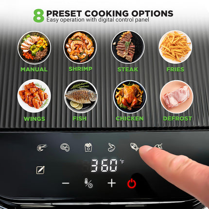 Nutrichef 5.8 Quart Air Fryer | 8-1 Preset Cook Modes | Transparent Fry Bowl for Best Cooking Results | Cook Shrimp, Steak, Fries, Wings, Chicken & More | Precise Temperature Control & Time | Black 🍁 All In One Marketplace Canada