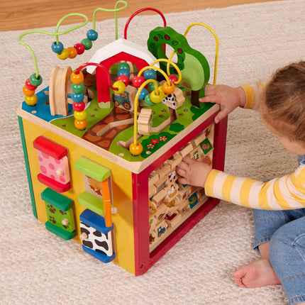 Battat Wooden Activity Cube, 5-Sided Play Center
