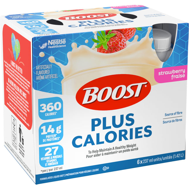 BOOST PLUS Strawberry Nutrition Drink – 6x237ml, Case of 4