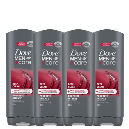 Dove Men+Care Body and Face Wash with 24-hour Nourishing Micromoisture, Deep Clean, Men's Body Wash, 532mL (Pack of 4) 🍁 All In One Marketplace Canada