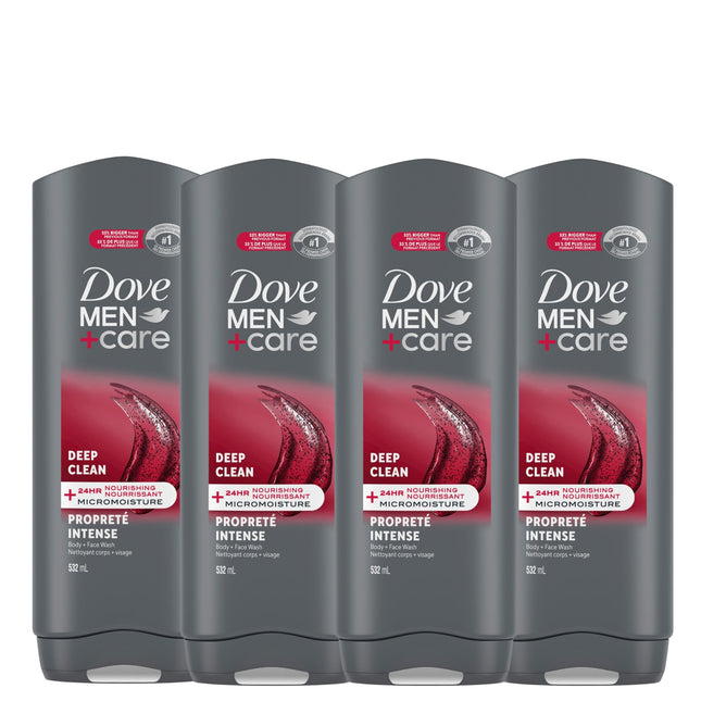 Dove Men+Care Deep Clean Body Wash 4-Pack