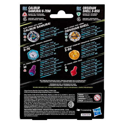 Beyblade X Calibur Samurai 6-70M BX & Obsidian Shell 3-85S BX Takara Tomy Dual Pack Set with 2 Right-Spinning Tops, Battling Tops Game Toys, Ages 8+ 🍁 All In One Marketplace Canada