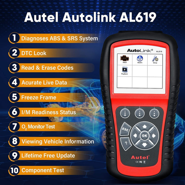 Autel AutoLink AL619 OBD2 ABS/SRS Diagnostic Scanner