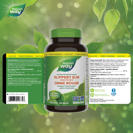 Nature's Way Slippery Elm Bark – 180 Capsules