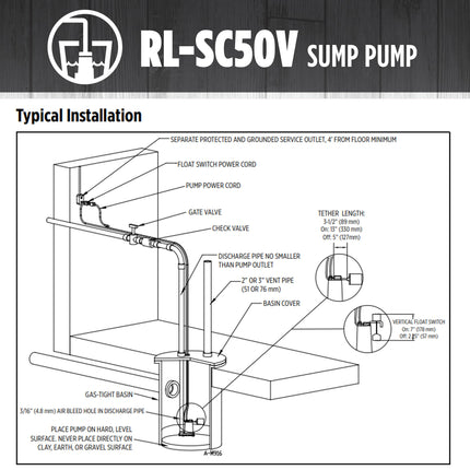 Red Lion RL-SC50V 115-Volt, 1/2 HP, 4300 GPH Cast Iron Sump Pump with Vertical Switch, 10-Ft. Cord, Red, 14942747 🍁 All In One Marketplace Canada