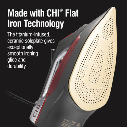 CHI Steam Iron for Clothes with 8’ Retractable Cord, 1700 Watts, 3-Way Auto Shutoff, 400+ Holes, Professional Grade, Temperature Control Dial, Titanium Infused Ceramic Soleplate, Silver (13106) 🍁 All In One Marketplace Canada
