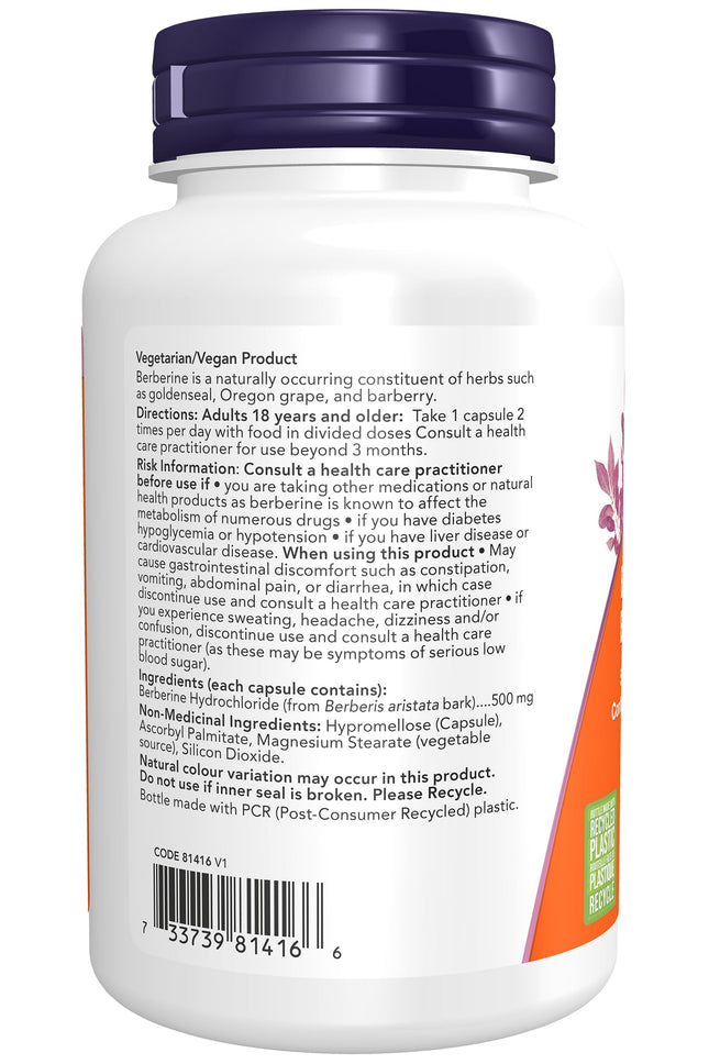 NOW Berberine HCL 500 mg, 90 Veg Capsules